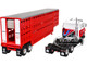 International TranStar COE and 45 Wilson Vintage Livestock Trailer Koppes Truck Line Red and White 1/64 Diecast Model DCP/First Gear 69-2028