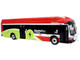 New Flyer Xcelsior Charge NG Electric Transit Bus TTC Toronto Transit Commission Red and Green with White Stripes The Bus & Motorcoach Collection 1/87 HO Diecast Model Iconic Replicas 87-0579