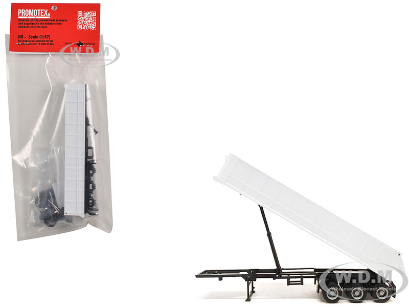3 Axle Dump Trailer White 1/87 HO Plastic Model Promotex 005340W