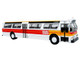 Flxible 53102 New Look Transit Bus San Francisco MUNI Landor Scheme White with Red and Yellow Stripes Vintage Bus & Motorcoach Collection Limited Edition 1/87 HO Diecast Model Iconic Replicas 87-0596