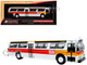 Flxible 53102 New Look Transit Bus San Francisco MUNI Landor Scheme White with Red and Yellow Stripes Vintage Bus & Motorcoach Collection Limited Edition 1/87 HO Diecast Model Iconic Replicas 87-0596