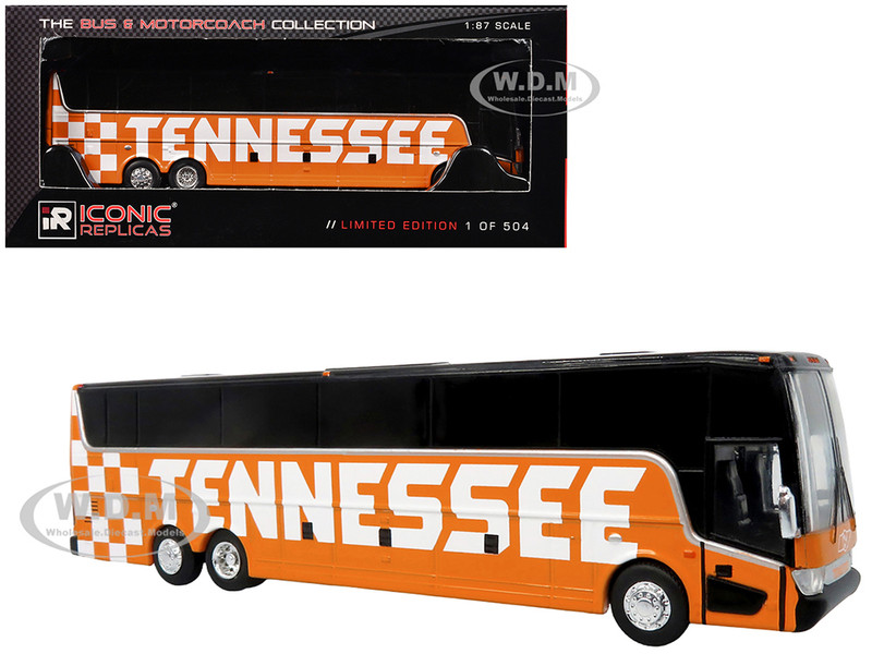 Van Hool TX 45 Motorcoach Bus Premier Transportation University of Tennessee Orange and Black The Bus and Motorcoach Collection Limited Edition to 504 pieces Worldwide 1/87 HO Diecast Model Iconic Replicas 87-0617