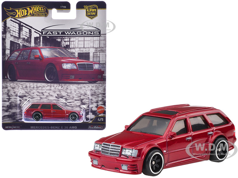 Mercedes Benz E 36 AMG Red Metallic Fast Wagons Series Diecast Model Car Hot Wheels JBK69