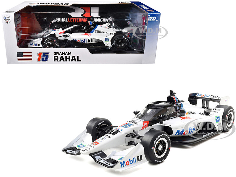 Dallara IndyCar #15 Graham Rahal Mobil 1 Rahal Letterman Lanigan Racing Road Course Configuration NTT IndyCar Series 2025 1/18 Diecast Model Car IXO Models IND18013