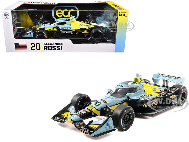 Dallara IndyCar #20 Alexander Rossi Java House Ed Carpenter Racing Road Course Configuration NTT IndyCar Series 2025 1/18 Diecast Model Car IXO Models IND18020