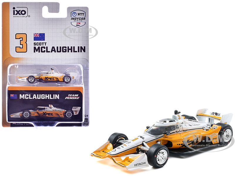 Dallara IndyCar #3 Scott McLaughlin XPEL Team Penske Road Course Configuration NTT IndyCar Series 2025 1/64 Diecast Model Car IXO Models IND64011