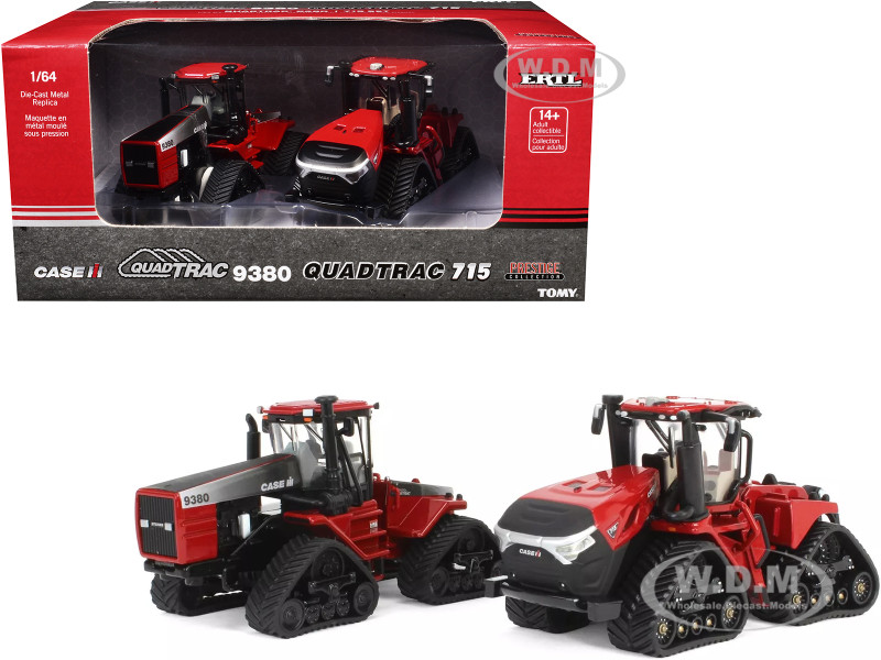 Case IH QuadTrac 9380 Tractor Red Case IH QuadTrac 715 Tractor Set 2 Tractors Prestige Collection 1/64 Diecast Models ERTL TOMY 44410