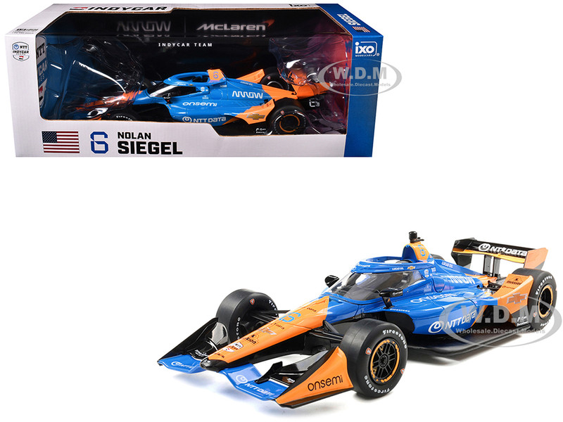 Dallara IndyCar #6 Nolan Siegel NTT Data Arrow McLaren Road Course Configuration NTT IndyCar Series 2025 1/18 Diecast Model Car IXO Models IND18009