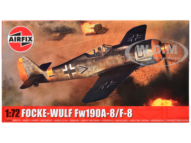 Level 1 Model Kit Focke Wulf Fw190 A8 F 8 Fighter Aircraft with 2 Scheme Options 1/72 Plastic Model Kit Airfix A02066A