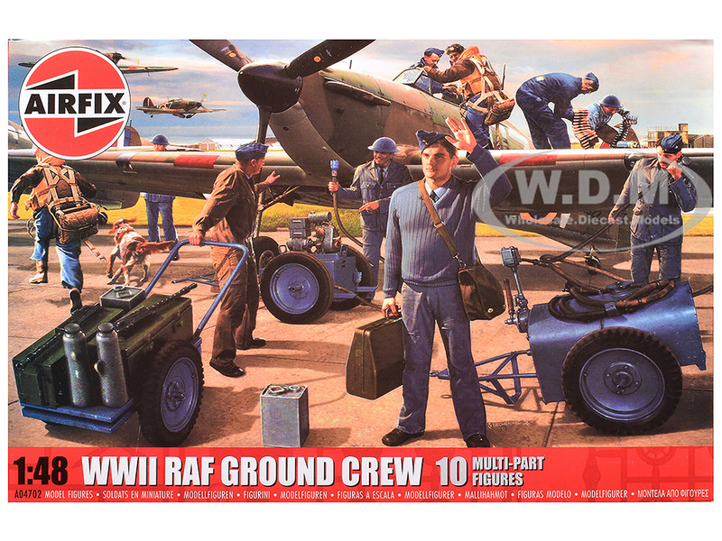 Level 1 Model Kit WWII RAF Ground Crew Figure and Accessory Set 1/48 Plastic Model Kit Airfix A04702