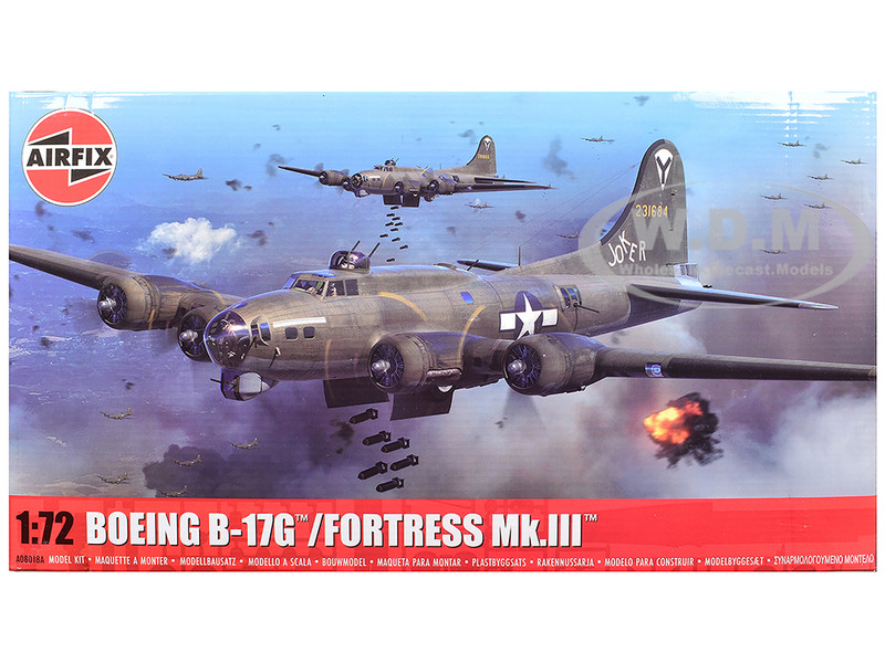 Level 3 Model Kit Boeing B 17G Fortress Mk III Aircraft with 2 Scheme Options 1/72 Plastic Model Kit Airfix A08018A