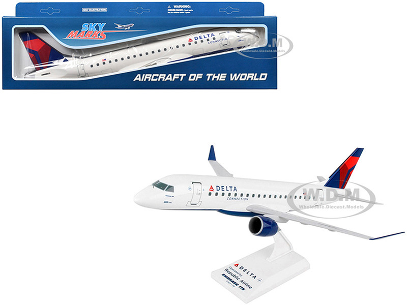 Embraer ERJ175 Commercial Aircraft Delta Connection White Blue Red Tail Snap-Fit 1/100 Plastic Model Skymarks SKR814