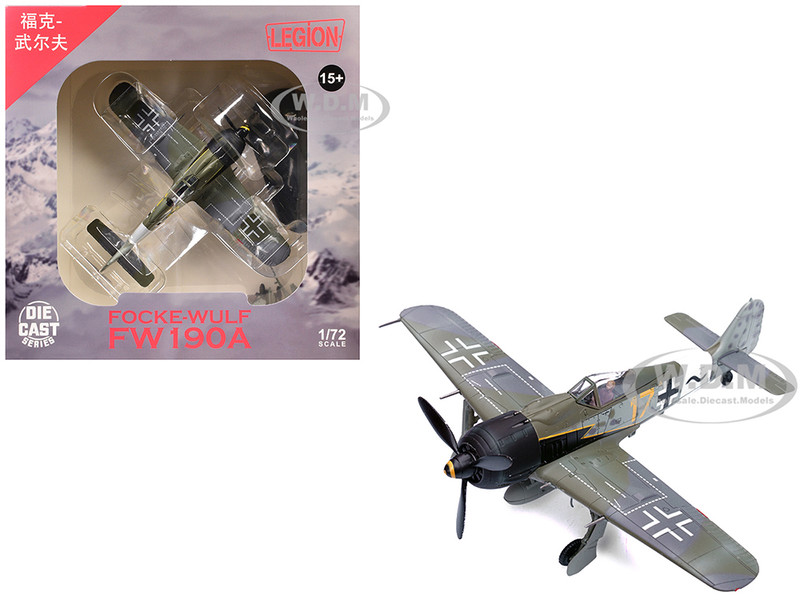 Focke Wulf Fw 190A Aircraft Yellow 17 24 Victory Ace Willi Unger 12 JG 3 Udet Germany 1944 German Luftwaffe 1/72 Diecast Model Airplane Legion LEG-14620LD