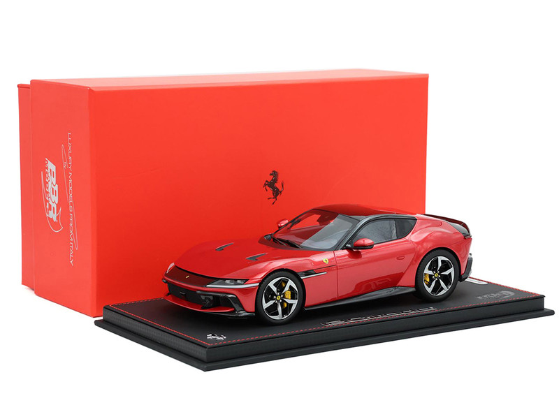 Ferrari 12Cilindri Rosso Imola Red with Black Top with DISPLAY CASE Limited Edition to 200 pieces Worldwide 1/18 Model Car BBR P18248F