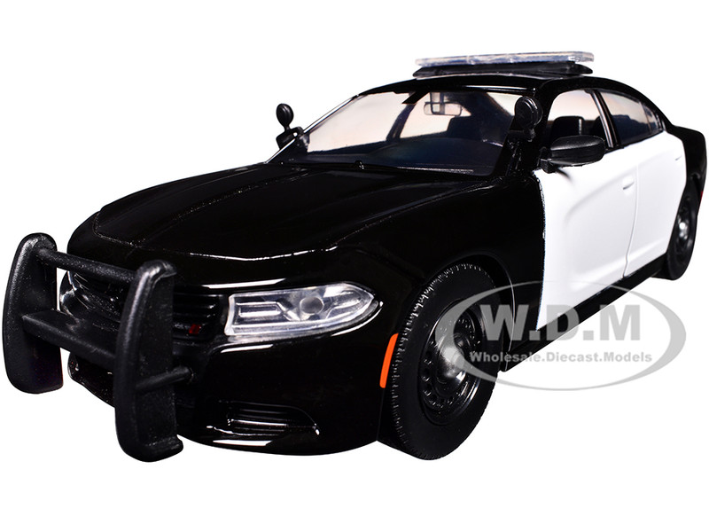 2023 Dodge Charger Pursuit Police Car Black and White Law Enforcement and Public Service Series 1/24 Diecast Model Car Motormax 76996BKWH
