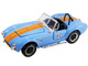 Shelby Cobra 427 S C #45 Light Blue with Orange Stripes Shelby Collectibles Series 1/64 Diecast Model Car ACME SC-705-45