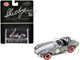 Shelby Cobra 427 S C Raw Metal with White Stripes and Red Tires Shelby Collectibles Series 1/64 Diecast Model Car ACME SC-705-M