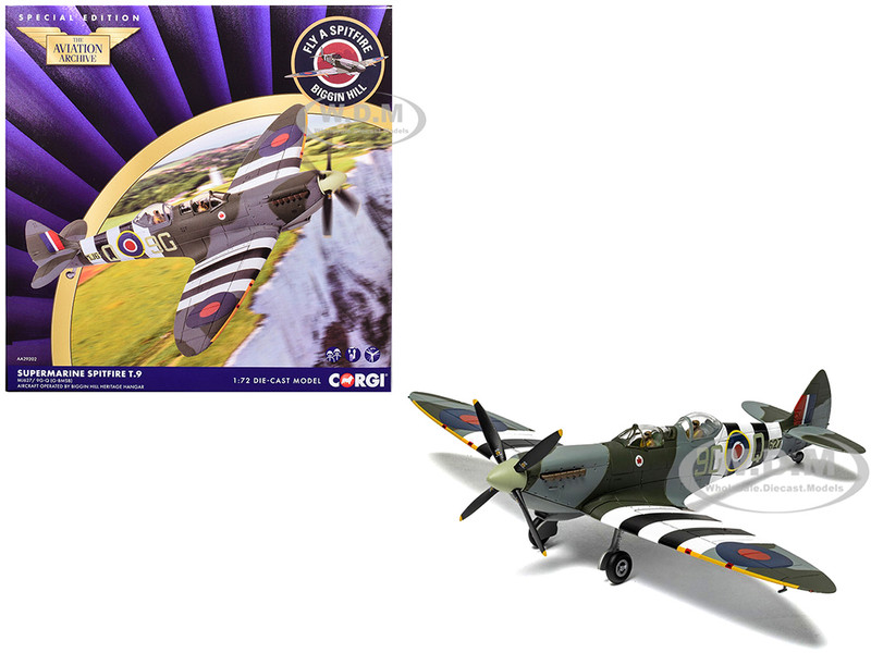 Supermarine Spitfire T 9 Aircraft MJ627 Biggin Hill Heritage Hangar Royal Canadian Air Force The Aviation Archive Series 1/72 Diecast Model Corgi AA29202