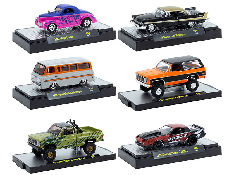 Auto Meets Set of 6 Cars IN DISPLAY CASES Release 89 Limited Edition 1/64 Diecast Model Cars M2 Machines 32600-89