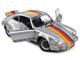 1973 Porsche 911 RSR Kremer Silver Metallic with Stripes 1/18 Diecast Model Car Solido S1801120