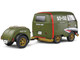 1950 Volkswagen Kool Kombi Van with Trailer Army Fighter Green with Graphics 1/18 Diecast Model Car Solido S1810901
