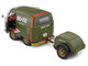 1950 Volkswagen Kool Kombi Van with Trailer Army Fighter Green with Graphics 1/18 Diecast Model Car Solido S1810901