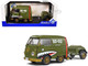 1950 Volkswagen Kool Kombi Van with Trailer Army Fighter Green with Graphics 1/18 Diecast Model Car Solido S1810901