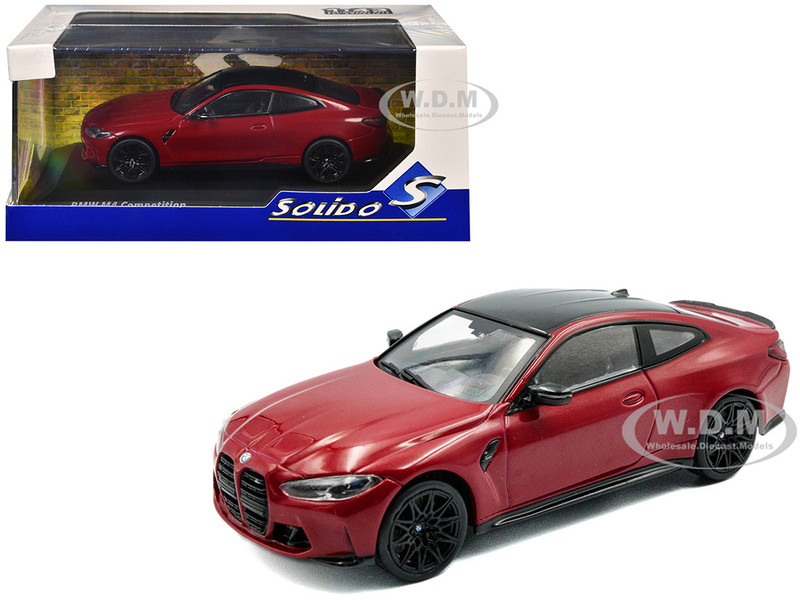 2023 BMW M4 Competition G82 Imola Red with Black Top 1/43 Diecast Model Car Solido S4316001