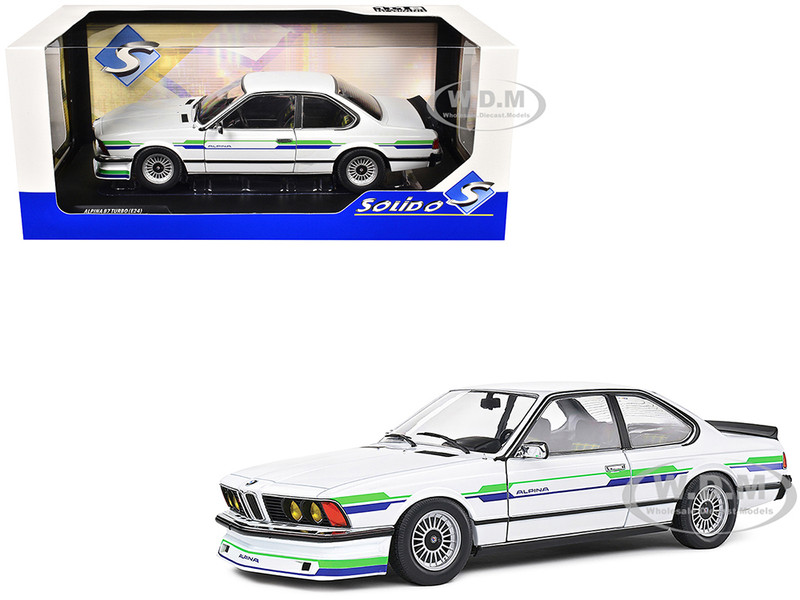 1984 BMW Alpina B7 Turbo E24 White with Blue and Green Graphics 1/18 Diecast Model Car Solido S1810303