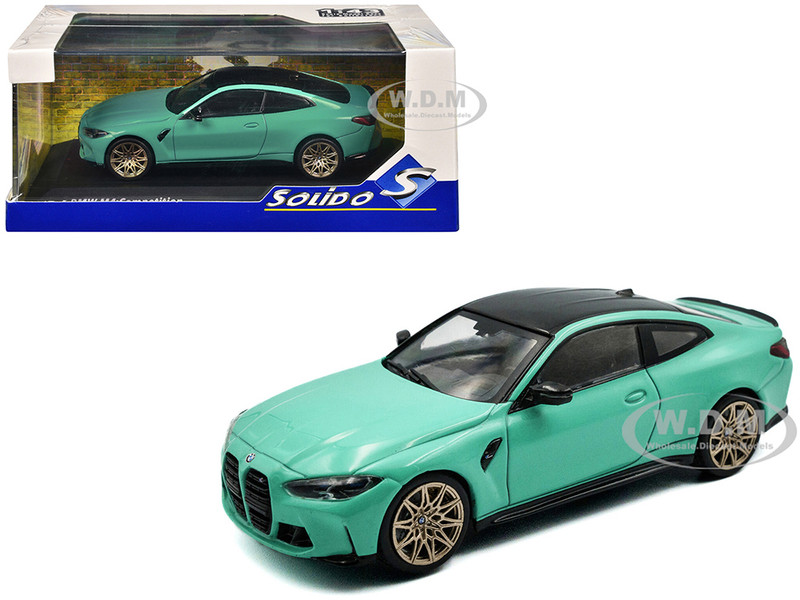 2023 BMW M4 Competition G82 Mint Green with Black Top 1/43 Diecast Model Car Solido S4316002