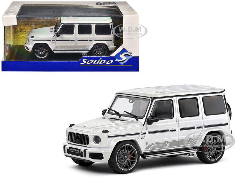 2022 Mercedes Benz AMG G63 Diamond White Metallic with Graphics 1/43 Diecast Model Car Solido S4316701