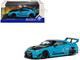 2019 Nissan GT R R35 LB Silhouette Works RHD Right Hand Drive Miami Blue with Black Hood and Top 1/43 Diecast Model Car Solido S4311209