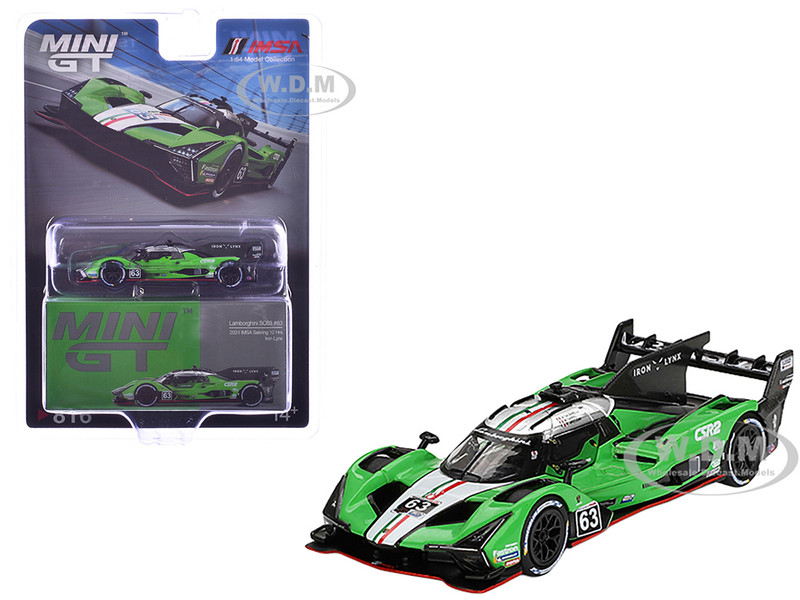 Lamborghini SC63 #63 Matteo Cairoli Andrea Caldarelli Romain Grosjean Iron Lynx IMSA 12 Hours of Sebring 2024 Limited Edition 1/64 Diecast Model Car Mini GT MGT00816