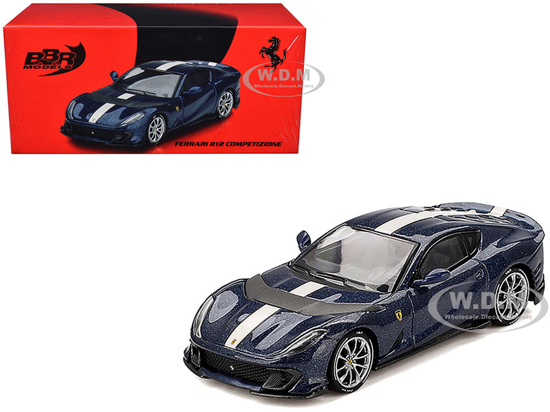 Ferrari 812 Competizione Tour De France Blue with White Stripe 1/64 Diecast Model Car BBR BBRFER64011