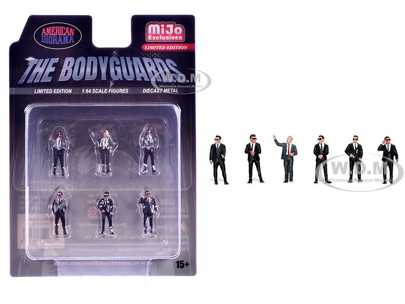 The Bodyguards 6 piece Diecast Figure Set Limited Edition for 1/64 Scale Models American Diorama AD-2421MJ