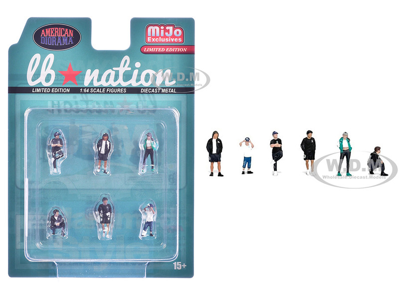 Liberty Walk LB Nation 6 piece Diecast Figure Set Limited Edition for 1/64 Scale Models American Diorama AD-2422MJ