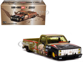 Chevrolet Silverado Dually Pickup Truck Sumatran Rhino Tan and Carbon with Graphics Designed by Jun Imai Kaido House Special 1/64 Diecast Model Car Mini GT KHMG153