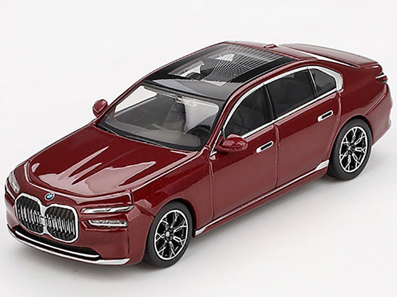 BMW i7 xDrive60 Aventurin Red Metallic Limited Edition 1/64 Diecast Model Car Mini GT MGT00952