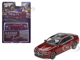 BMW i7 xDrive60 Aventurin Red Metallic Limited Edition 1/64 Diecast Model Car Mini GT MGT00952