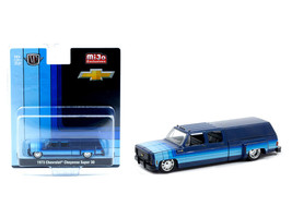 1973 Chevrolet Cheyenne Super 30 Pickup Truck with Camper Shell Blue with Stripes Limited Edition to 8500 pieces Worldwide 1/64 Diecast Model Car M2 Machines 39000-MJS04