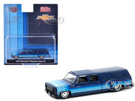 1973 Chevrolet Cheyenne Super 30 Pickup Truck with Camper Shell Blue with Stripes Limited Edition to 8500 pieces Worldwide 1/64 Diecast Model Car M2 Machines 39000-MJS04