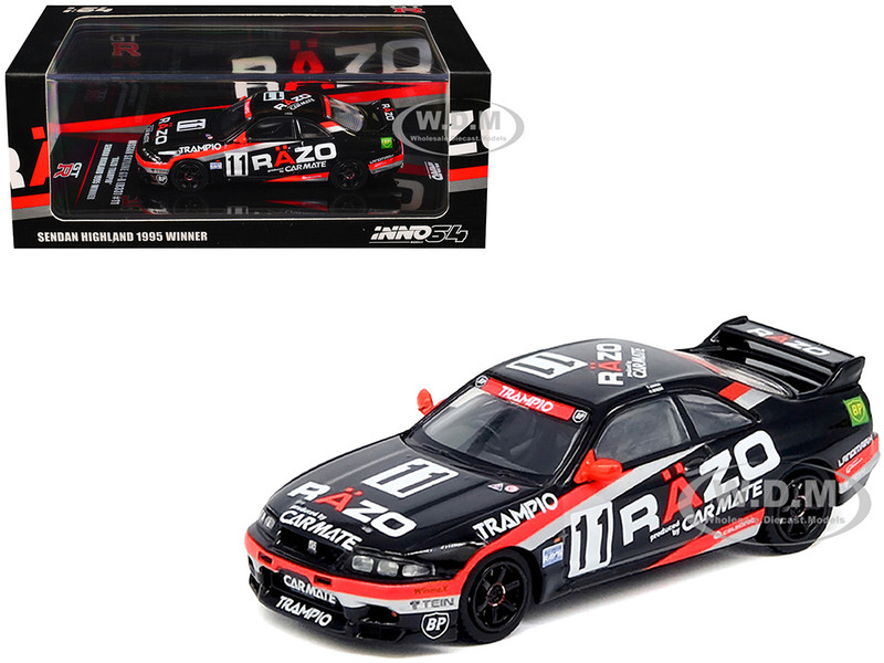 Nissan Skyline GT R R33 RHD Right Hand Drive #11 Razo Trampio N1 Super Endurance Series Sedan Highland 1995 1/64 Diecast Model Car Inno Models IN64-R33R-RAZO