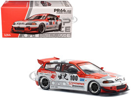 Pandem Civic EG6 V1 5 RHD Right Hand Drive #100 Idemitsu Motion Infinite White and Red with Graphics 1/64 Diecast Model Car Pop Race PR640212