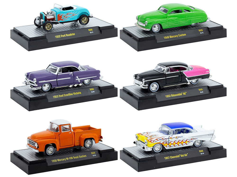 M2 Muscle Cars Set of 6 Vehicles 1/64 Release 14 w/cases Amazon
