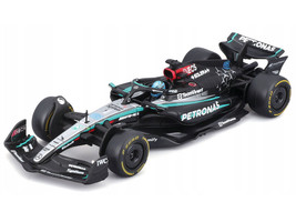 Mercedes AMG F1 W15 E Performance #63 George Russell Petronas Formula One F1 World Championship 2024 with Driver Figure and Display Case Race Series 1/43 Diecast Model Car Bburago 38209GR
