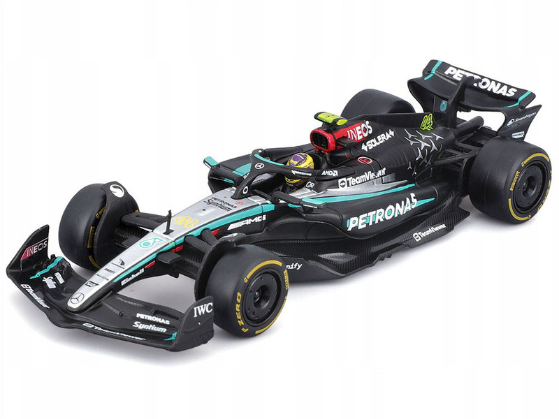 Mercedes AMG F1 W15 E Performance #44 Lewis Hamilton Petronas Formula One F1 World Championship 2024 with Driver Figure and Display Case Race Series 1/43 Diecast Model Car Bburago 38209LH