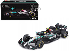 Mercedes AMG F1 W15 E Performance #44 Lewis Hamilton Petronas Formula One F1 World Championship 2024 with Driver Figure and Display Case Race Series 1/43 Diecast Model Car Bburago 38209LH