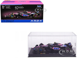 Alpine A524 #10 Pierre Gasly BWT Formula One F1 World Championship 2024 with Driver Figure and Display Case Race Series 1/43 Diecast Model Car Bburago 38220PG