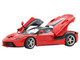 Ferrari LaFerrari Rosso Corsa Red with Black Top and Silver Wheels With Display Case Limited Edition to 135 pieces Worldwide 1/18 Model Car BBR BBR182221-9DIE