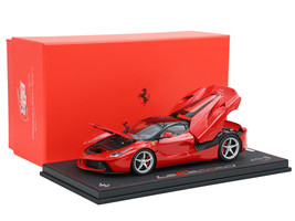 Ferrari LaFerrari Rosso Corsa Red with Black Top and Silver Wheels With Display Case Limited Edition to 135 pieces Worldwide 1/18 Model Car BBR BBR182221-9DIE